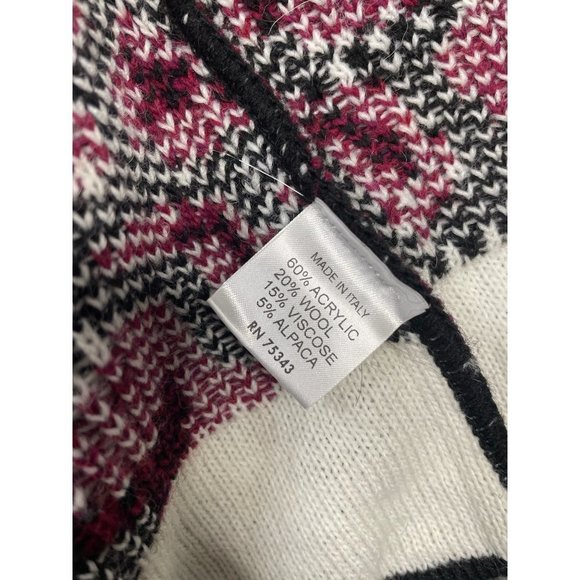 New Wool Blend Southern Open Front Cardigan White Black Burgundy Boho Small - Picture 8 of 9